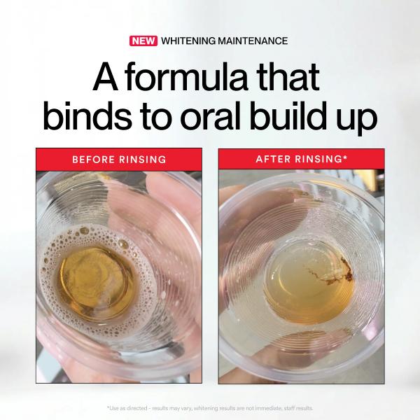 Before and after rinsing — lifted plaque in the liquid