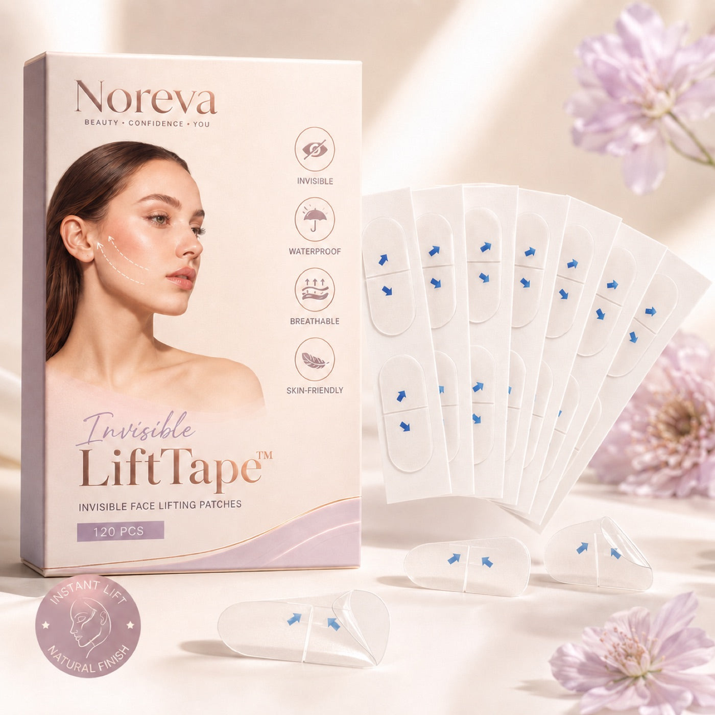 Invisible LiftTape face-lifting patches